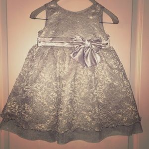 Silver lace and satin dress